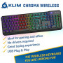 KLIM Chroma Wireless Gaming Keyboard RGB New 2022 Version - Long-Lasting Rechargeable Battery - Quick and Quiet Typing - Wate