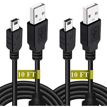 Drimoor 2 Pack 10ft PS3 Controller Charger Cable - Magnetic Ring Mini USB Data Charging Cord for PS Move Playstation 3 Wirele