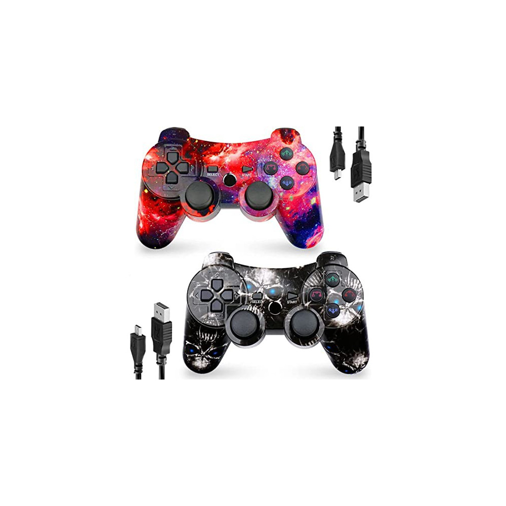 CHENGDAO PS3 Controller 2 Pack Wireless 6-Axis Controller for Playstation 3 with High-Performance Double Shock, Motion Contro