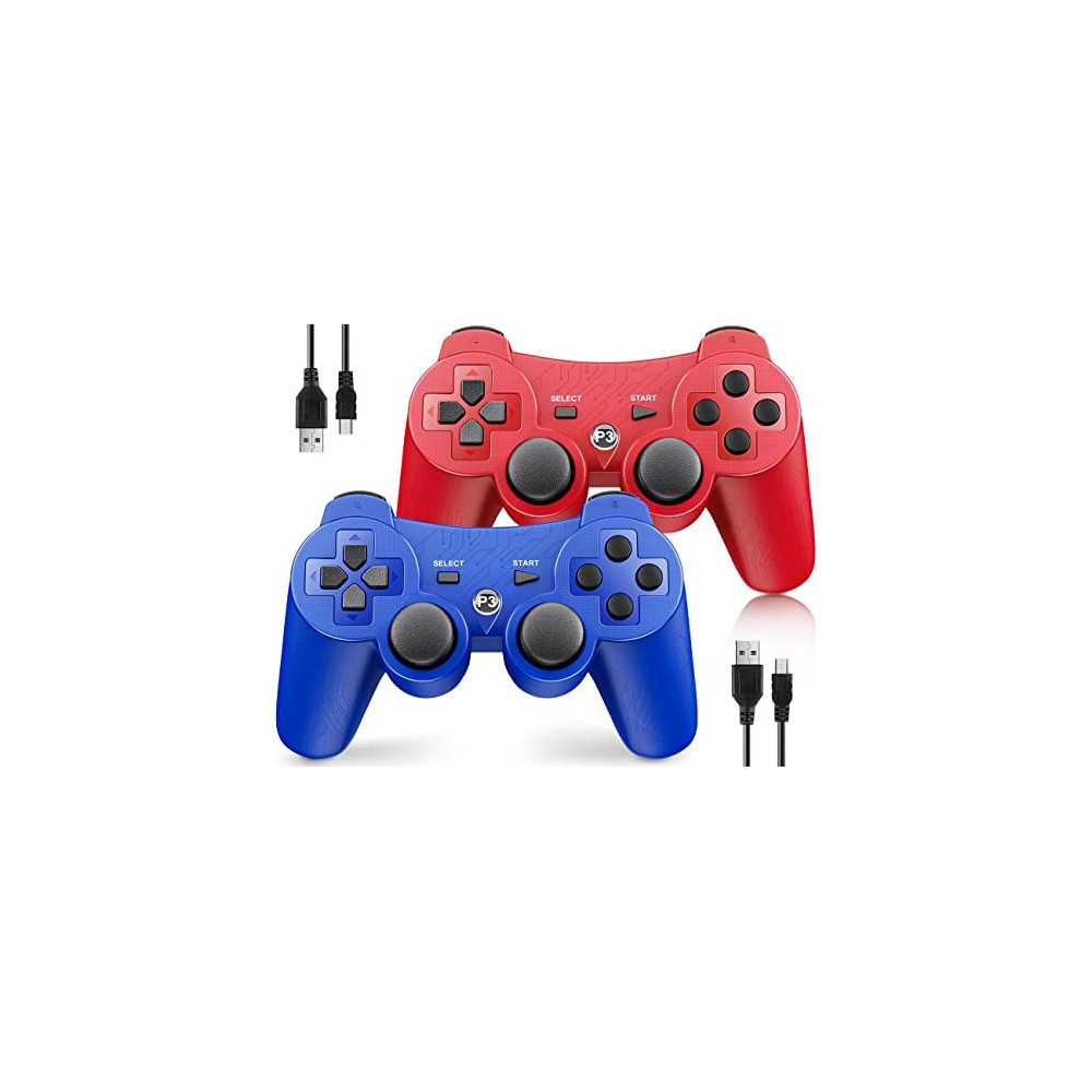 Controller Wireless for PS3, Controller for Sony Playstation 3, 2 Pack, Doubleshock,6-Axis,Upgraded Gamepad Remote for PS3 Co