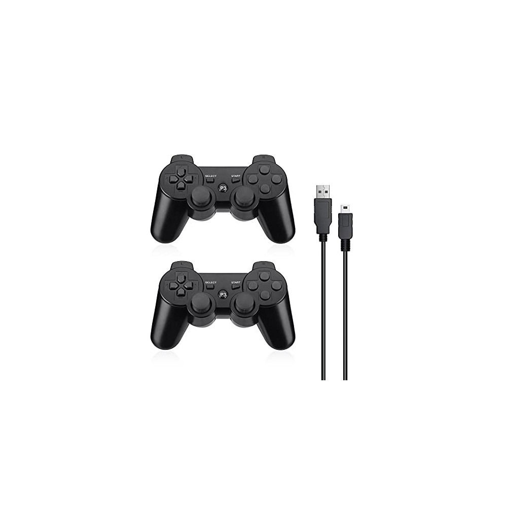 Powerextra Wireless Controller Compatible with PS-3, 2 Pack High Performance Gaming Controller with Upgraded Joystick for Pla