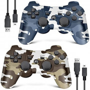PS3 Controller Wireless 2 Pack, Upgraded Joystick Controller for PS3 with Double Shock, Motion Control  Camo Brown and Camo B
