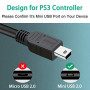SCOVEE PS3 Controller Cord, 【2 Pack 10ft】 PS3 Charger Cable for Sony Playstation 3 / PS-3 Slim SixAxis Controller,PS3 Chargin