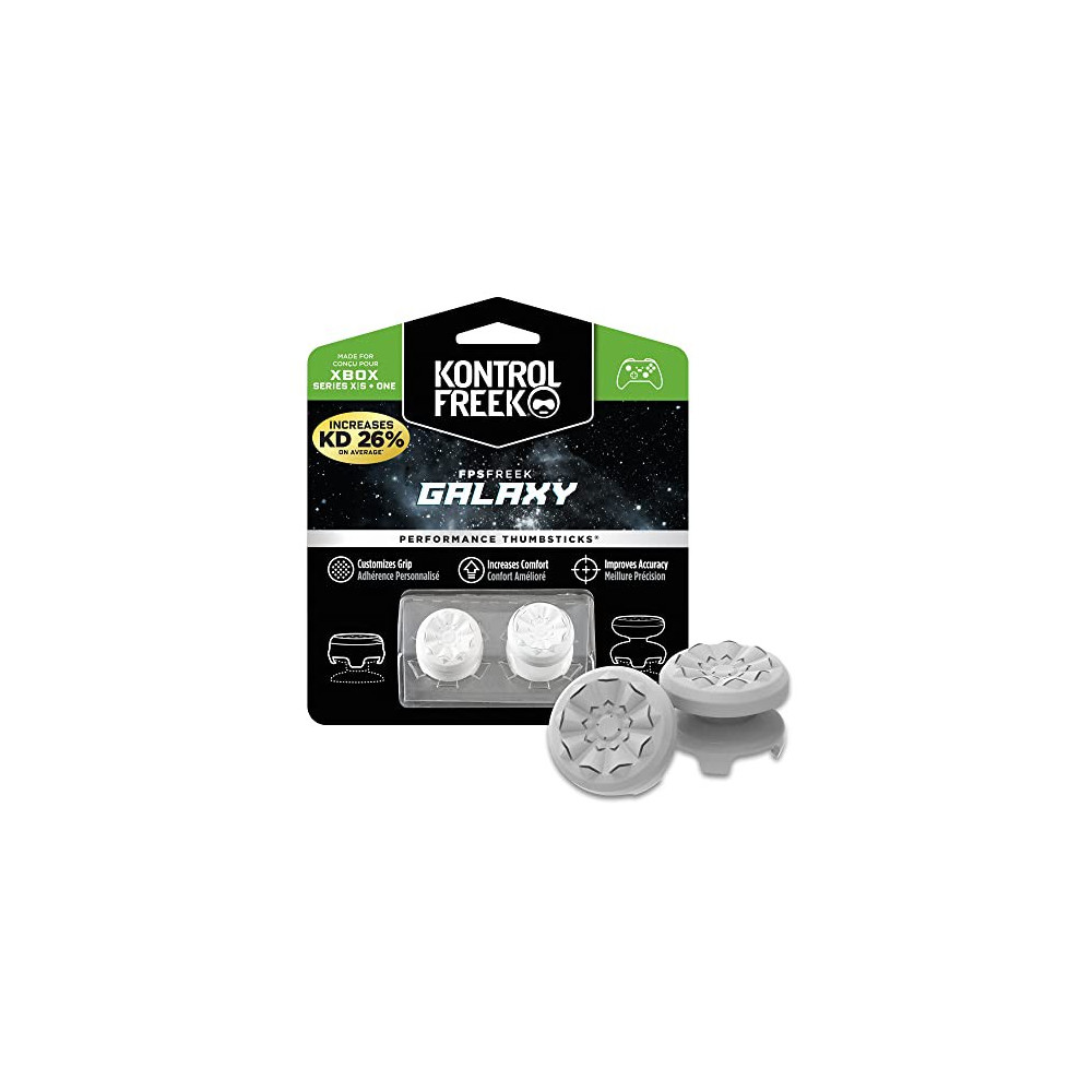 KontrolFreek FPS Freek Galaxy White for Xbox One and Xbox Series X Controller | Performance Thumbsticks | 1 High-Rise, 1 Mid-
