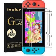 [3 Pack] Screen Protector Tempered Glass for Nintendo Switch, iVoler Transparent HD Clear Anti-Scratch Screen Protector Compa