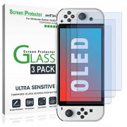 amFilm Tempered Glass Screen Protector Compatible with Nintendo Switch OLED model 2021  3-Pack 