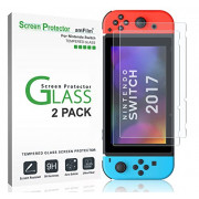 amFilm Tempered Glass Screen Protector for Nintendo Switch 2017  2-Pack 