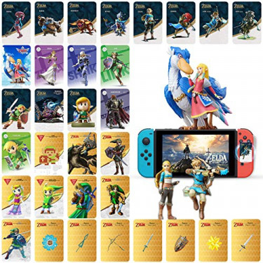 Katoyaw [Newest Version] 32 Pcs Zelda Amibo Cards for The Legend of Zelda Breath of The Wild, Botw Zelda Link NFC Cards Skywa