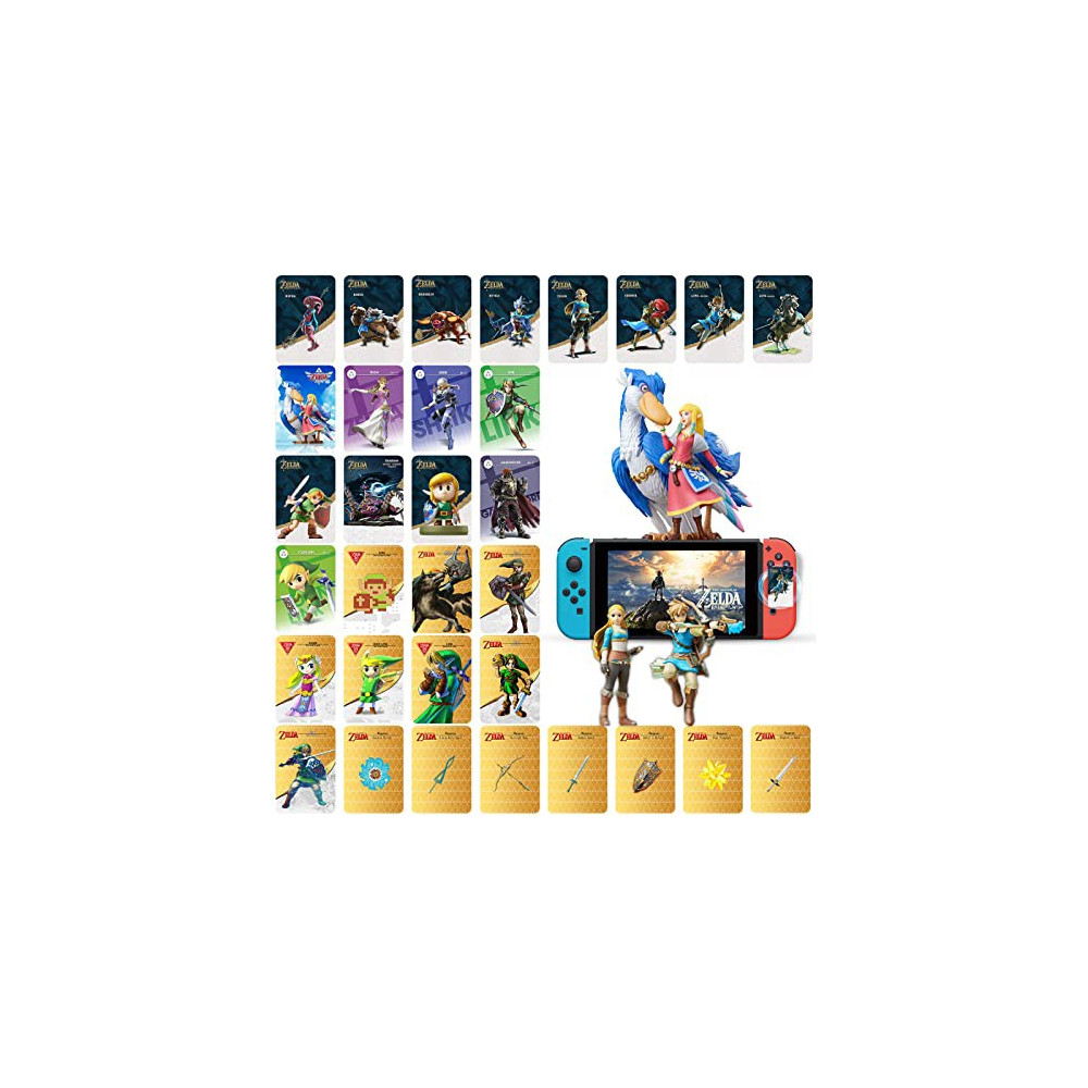 Katoyaw [Newest Version] 32 Pcs Zelda Amibo Cards for The Legend of Zelda Breath of The Wild, Botw Zelda Link NFC Cards Skywa