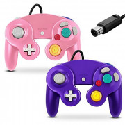 FIOTOK Gamecube Controller, Classic Wired Controller for Wii Nintendo Gamecube  Pink & Purple-2Pack 