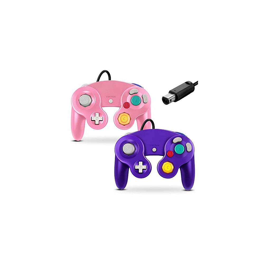 FIOTOK Gamecube Controller, Classic Wired Controller for Wii Nintendo Gamecube  Pink & Purple-2Pack 