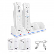 4-in-1 Charging Station for Wii&Wii U Remote Controller,Charger with 4 Rechargeable Battery Packs  4 Port Charging Station+4 