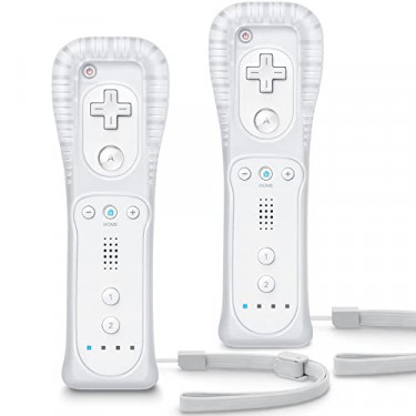 TIANHOO Wii Controller 2 Pack, Wii Remote Controller, with Silicone Case and Wrist Strap, Remote Controller for Wii/Wii U, Wh
