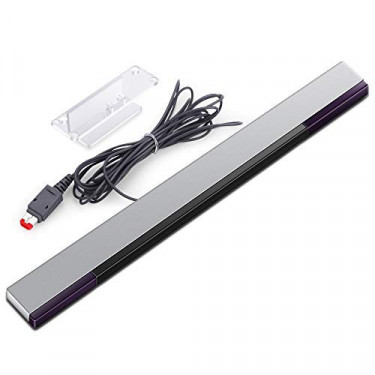 KIMILAR Replacement Wired Infrared IR Ray Motion Sensor Bar Compatible with Wii and Wii U Console  Silver/Black 
