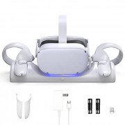 VR Charging Station for Oculus Quest 2/Meta Quest 2, Charging Dock Supports LED indicator/Simultaneously Magnetic Charging He