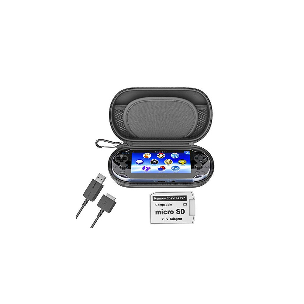 Skywin Kit for PS Vita - PS Vita Carry Case, Charging Cable, and Micro SD Memory Card Adapter Compatible with PS Vita 1000/20
