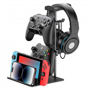 KDD Headphone Stand, Game Controller Holder & Headset Holder for Desk, Earphone Stand with Aluminum Supporting Bar, Universal