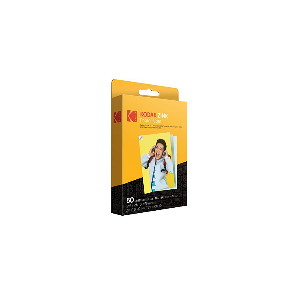 Kodak 2"x3" Premium Zink Photo Paper  50 Sheets  Compatible with Kodak Smile, Kodak Step, PRINTOMATIC, 50 count  Pack of 1 