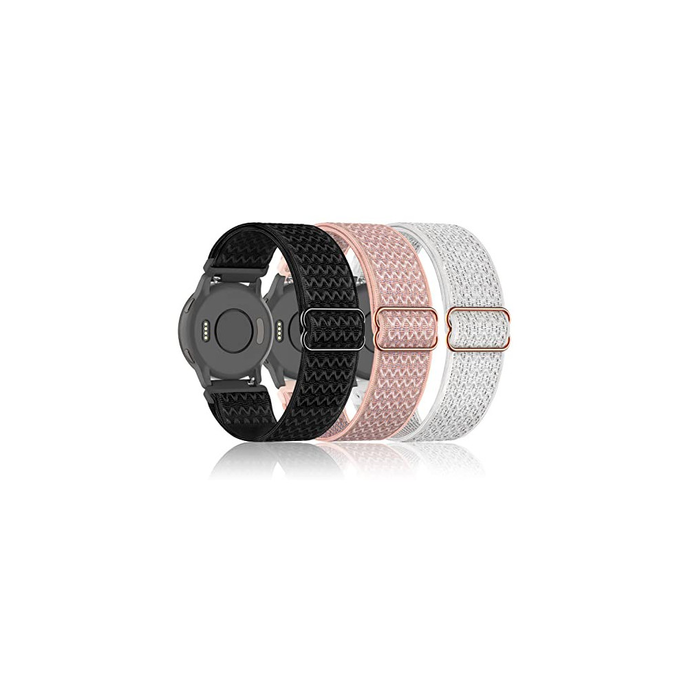 Bolesi 3 Pack 18mm Stretchy Nylon Watch Bands for Garmin Venu 2S / Vivoactive 4S/ Vivoactive 3S,Soft Sport Band Quick Release
