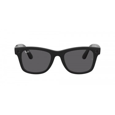 Ray-Ban Stories|Wayfarer Square Smart Glasses, Matte Black/Dark Grey, 53 mm