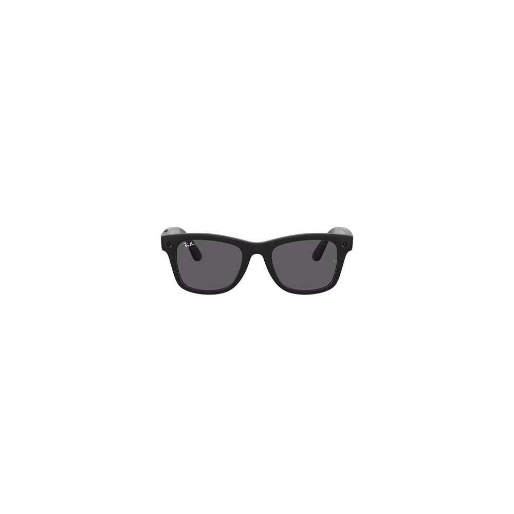 Ray-Ban Stories|Wayfarer Square Smart Glasses, Matte Black/Dark Grey, 53 mm