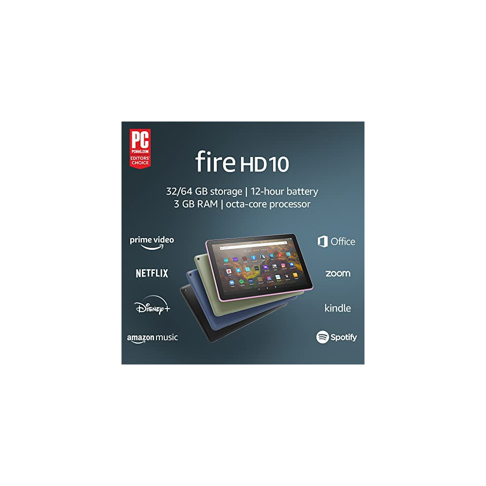 Amazon Fire HD 10 tablet, 10.1", 1080p Full HD, 32 GB, latest model  2021 release , Black