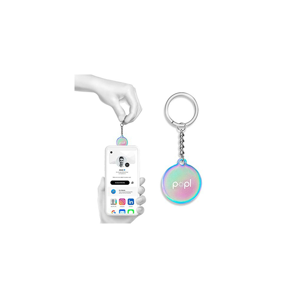 Popl Keychain Digital Business Card - Smart NFC Tag - Instantly Share Contact Info, Social Media, Payment, Apps and More - iP