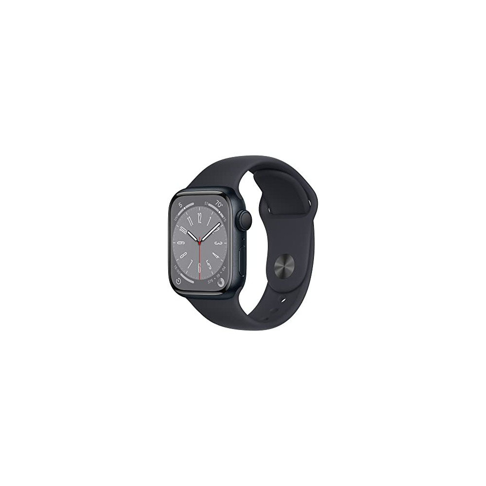 Apple Watch Series 8 [GPS 41mm] Smart Watch w/ Midnight Aluminum Case with Midnight Sport Band - S/M. Fitness Tracker, Blood 