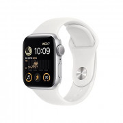 Apple Watch SE  2nd Gen  [GPS 40mm] Smart Watch w/Silver Aluminum Case & White Sport Band - S/M. Fitness & Sleep Tracker, Cra