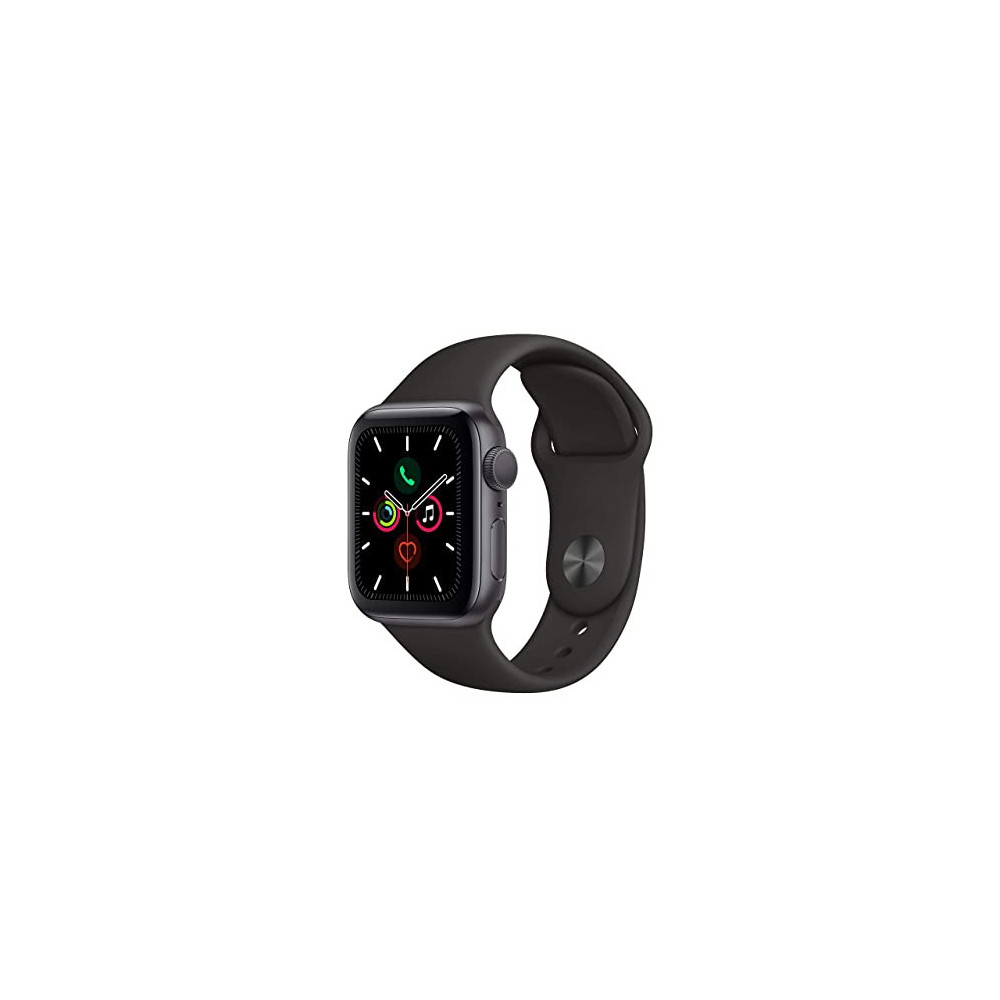 Apple Watch Series 5  GPS, 44MM  - Space Gray Aluminum Case with Black Sport Band  Renewed 