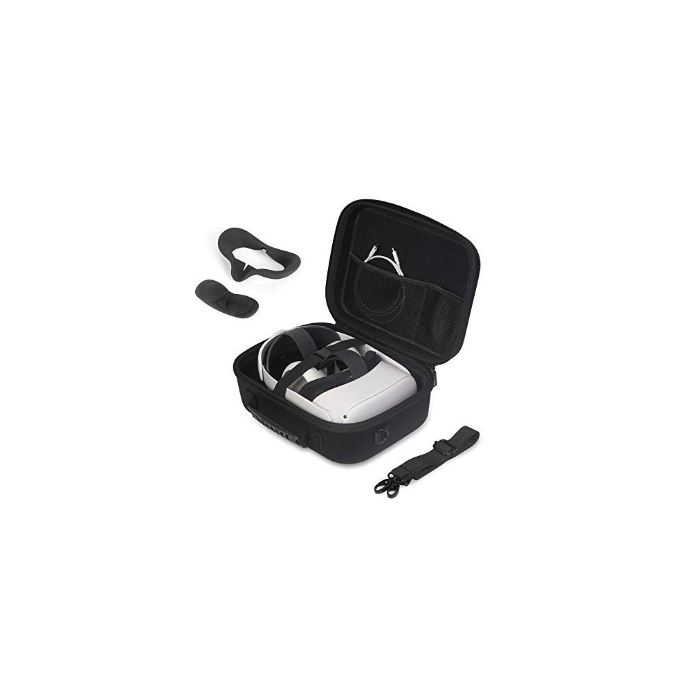 JSVER Carrying Case for Meta Quest 2 VR Headset, Controllers, Battery and Elite Strap, Hard Travel Case for Meta/Oculus Quest