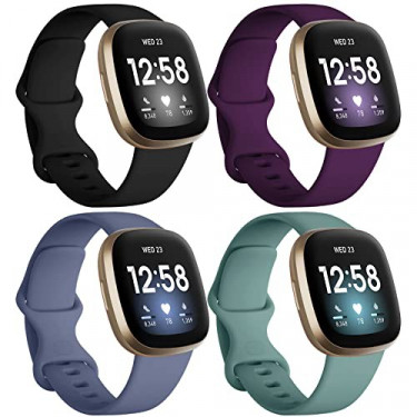 Dirrelo Bands Compatible with Fitbit Sense / Versa 3 / Versa 4 / Sense 2, Soft TPU Sport Strap Band, Replacement Versa 3 4 Se