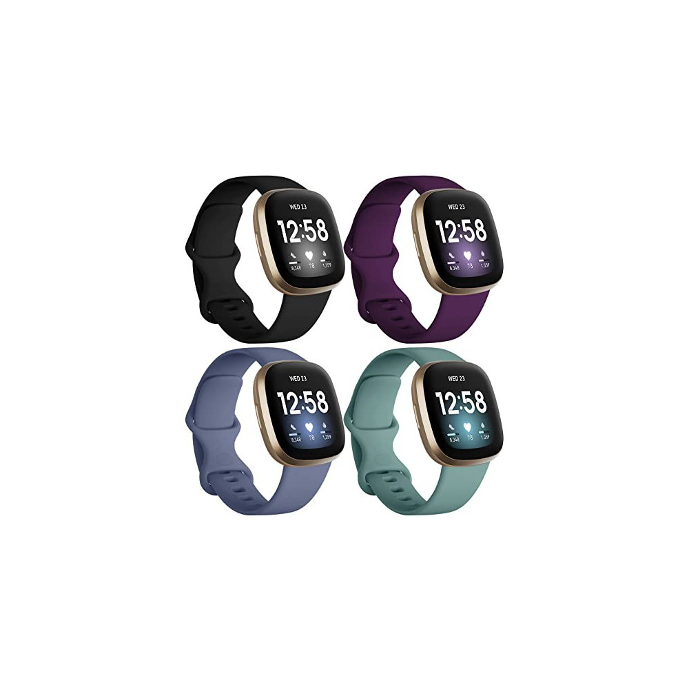 Dirrelo Bands Compatible with Fitbit Sense / Versa 3 / Versa 4 / Sense 2, Soft TPU Sport Strap Band, Replacement Versa 3 4 Se