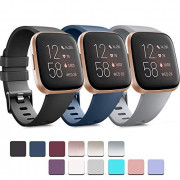 PACK 3 Soft Silicone Bands for Fitbit Versa 2 / Fitbit Versa / Fitbit Versa Lite Classic Adjustable Sport Bands for Women Men