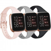 Tobfit Pack 3 Slim Bands Compatible with Fitbit Versa 2 Bands/Fitbit Versa/Fitbit Versa Lite/SE, Silicone Replacement Smartwa