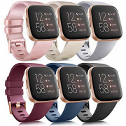 6 Pack Sport Bands Compatible with Fitbit Versa 2 / Fitbit Versa / Versa Lite / Versa SE, Classic Soft Silicone Replacement W