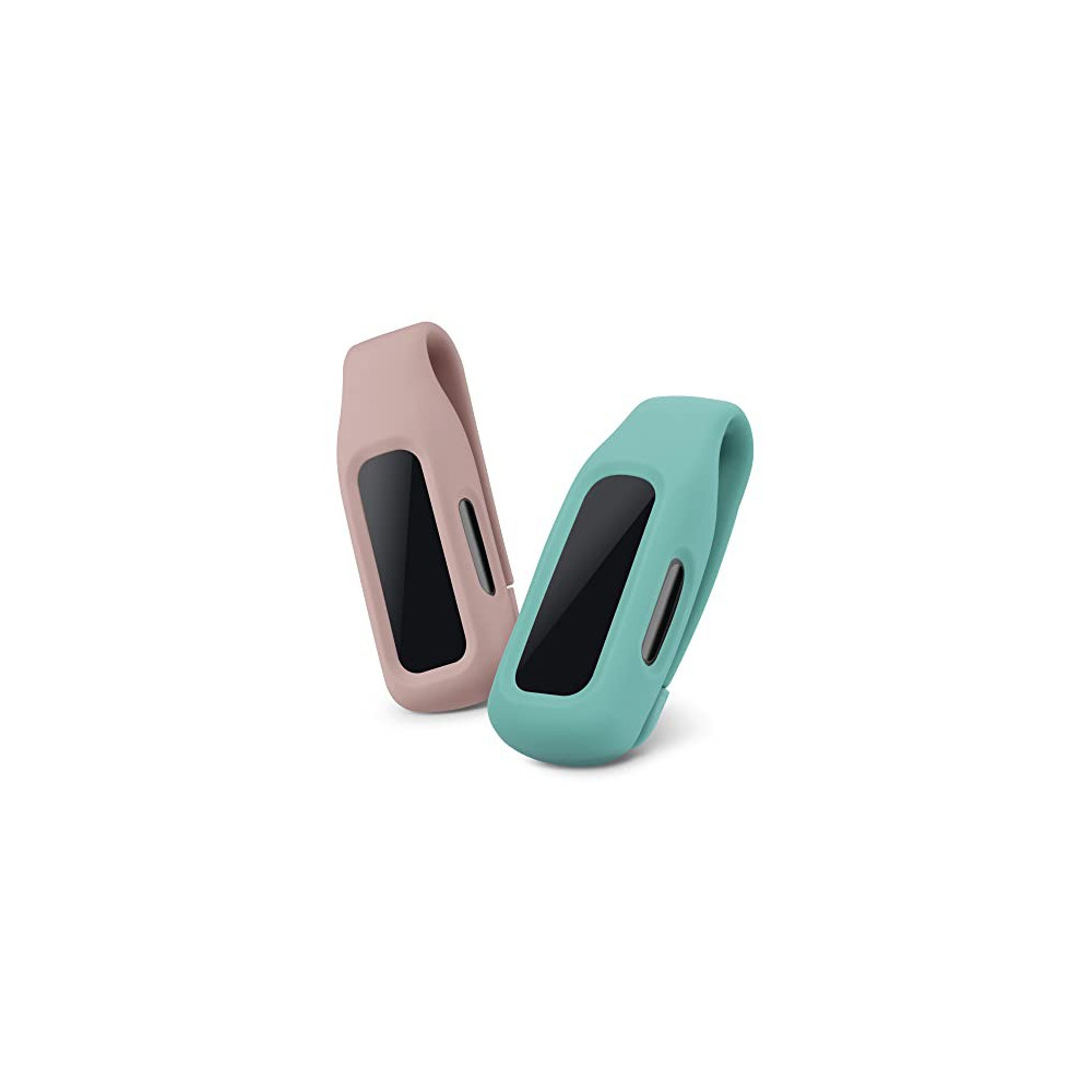 kwmobile 2X Clip Holders Compatible with Fitbit Inspire 3 / Inspire 2 / Ace 3 - Clip-On Holder Replacement Set - Dusty Pink/M