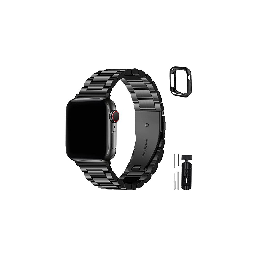 Fullmosa Compatible Apple Watch Band 42mm 44mm 45mm 49mm 38mm 40mm 41mm, Stainless Steel iWatch Band with Case for Apple Watc