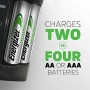 Energizer AA and AAA Battery Charger with 4 AA NiMH Rechargeable Batteries, Recharge Pro Battery Charger for Double A Batteri