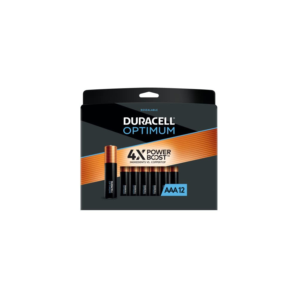 Duracell Optimum AAA Batteries with Power Boost Ingredients, 12 Count Pack Double A Battery with Long-lasting Power, All-Purp
