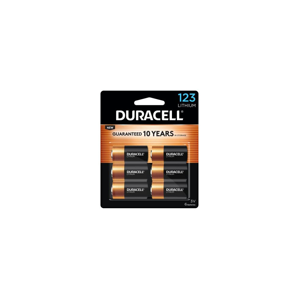 Duracell CR123A 3V Lithium Battery, 6 Count Pack, 123 3 Volt High Power Lithium Battery, Long-Lasting for Home Safety and Sec