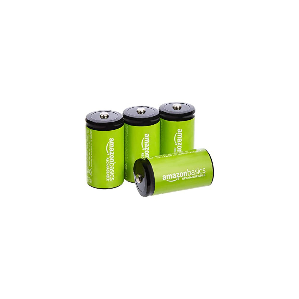 Amazon Basics 4-Pack C Cell Rechargeable Batteries, 1.2V  5000mAh Ni-MH , Pre-charged