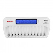 Tenergy TN160 LCD Battery Charger 12-Bay Smart Battery Charger for AA/AAA NiMH/NiCd Rechargeable Batteries Charger with Refre