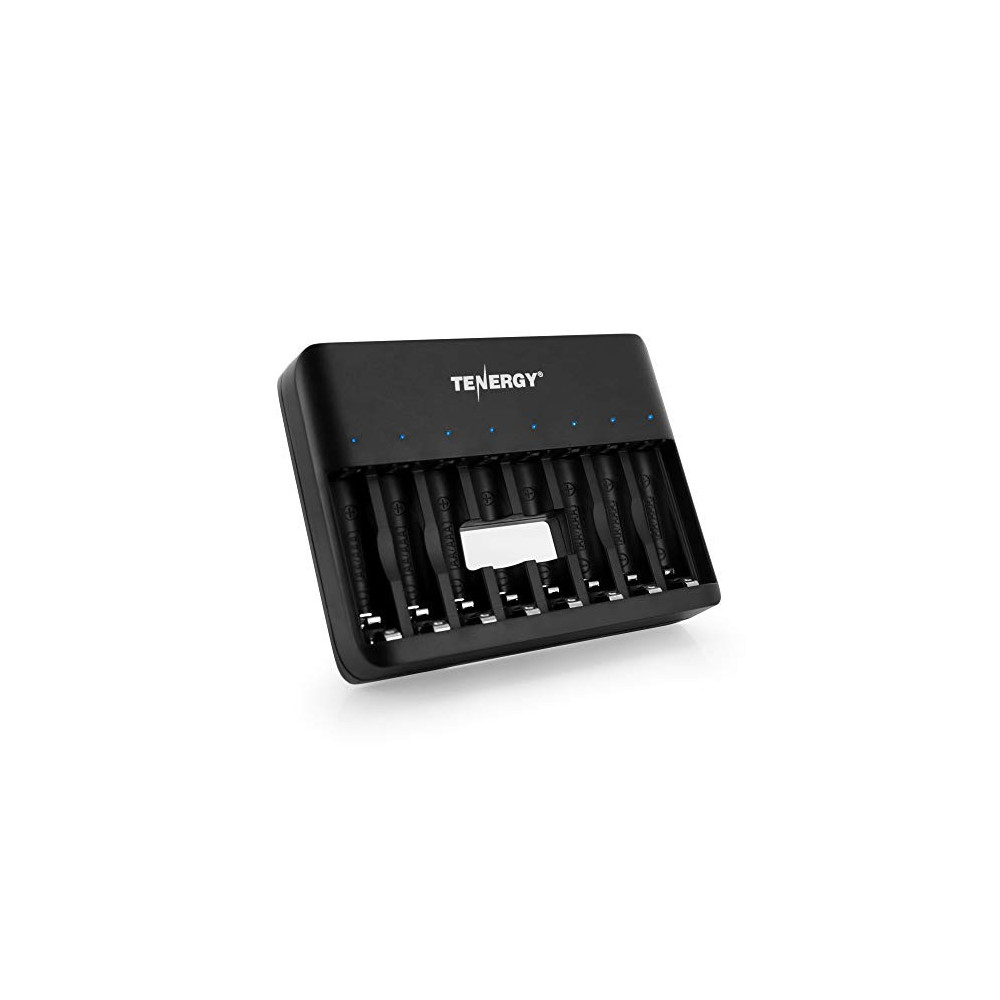 Tenergy TN477U 8-Bay Fast Charger for AA/AAA Ni-MH/NICD Rechargeable Batteries with Micro USB and USB C Inputs