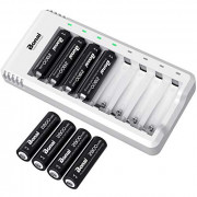 AA Rechargeable Batteries with Charger BONAI 8 Pack 2800mAh High Capacity Ni-MH Rechargeable AA Batteries with Charger AA Set
