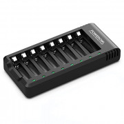 POWEROWL 8 Bay AA AAA Battery Charger, USB High-Speed Charging, Independent Slot, for Ni-MH Ni-CD Rechargeable Batteries, No 