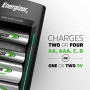 Energizer Rechargeable AA and AAA Battery Charger with 4 Rechargeable AA Batteries, Recharge Value Battery Charger for Double