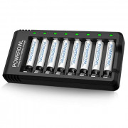 POWEROWL Rechargeable AAA Batteries with Charger, Advanced Individual Cell Battery Charger, High Capacity Low Self Discharge 