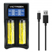 VICTAGEN Intelligent Charger 18650 Battery, Rechargeable Batteries Universal Compatible LCD Display Speedy Smart Charger for 