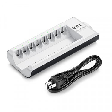 EBL 8-Bay Rechargeable Battery Charger for AA AAA NIMH NICD Rechargeable Batteries Upgraded 808 Individual Charger